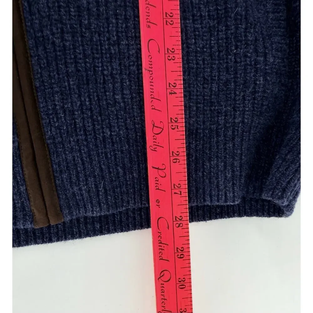 LL Bean Vest Mens XL Waterfowl Sweater Merino Wool Lambswool Full Zip Blue Cabin